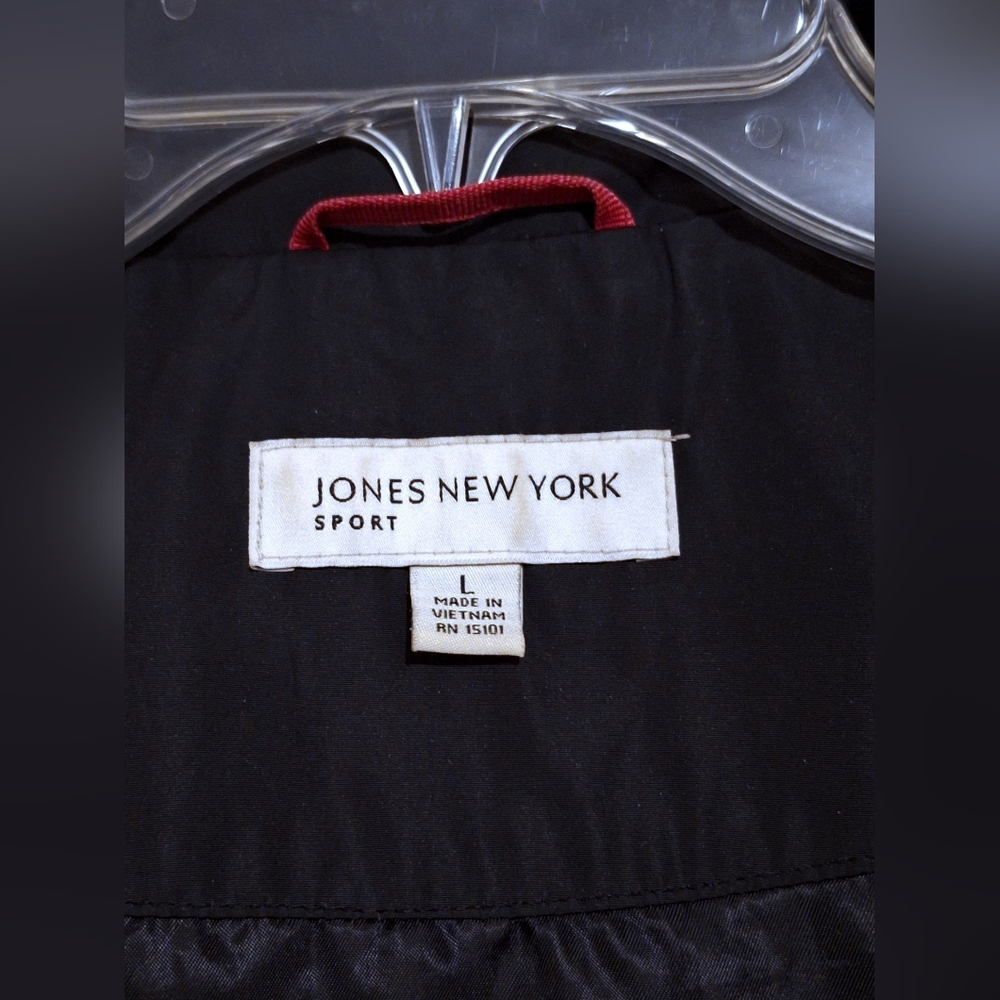 'Jones New York Sport' black & pink Windbreaker jacket, rain jacket, lined Sz. L - Picture 7 of 8